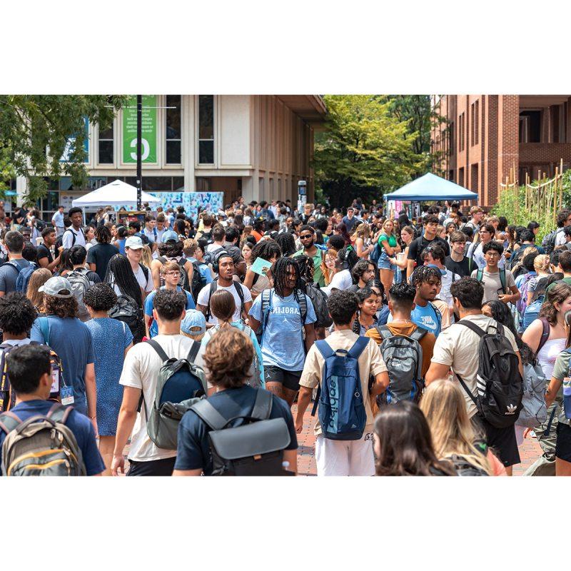 Students walk through the Pit on first day of classes